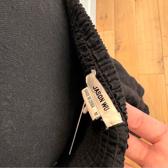 Jason Wu Linen Blend black Tiered Maxi Dress M - Picture 7 of 11